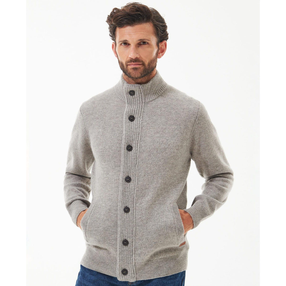 Barbour Ess Patch Zip Through Knitted Jumper Herre