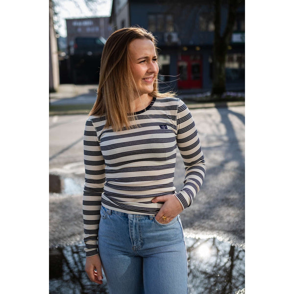 Striped Soft Cotton Rib Long Sleeve T-Shirt