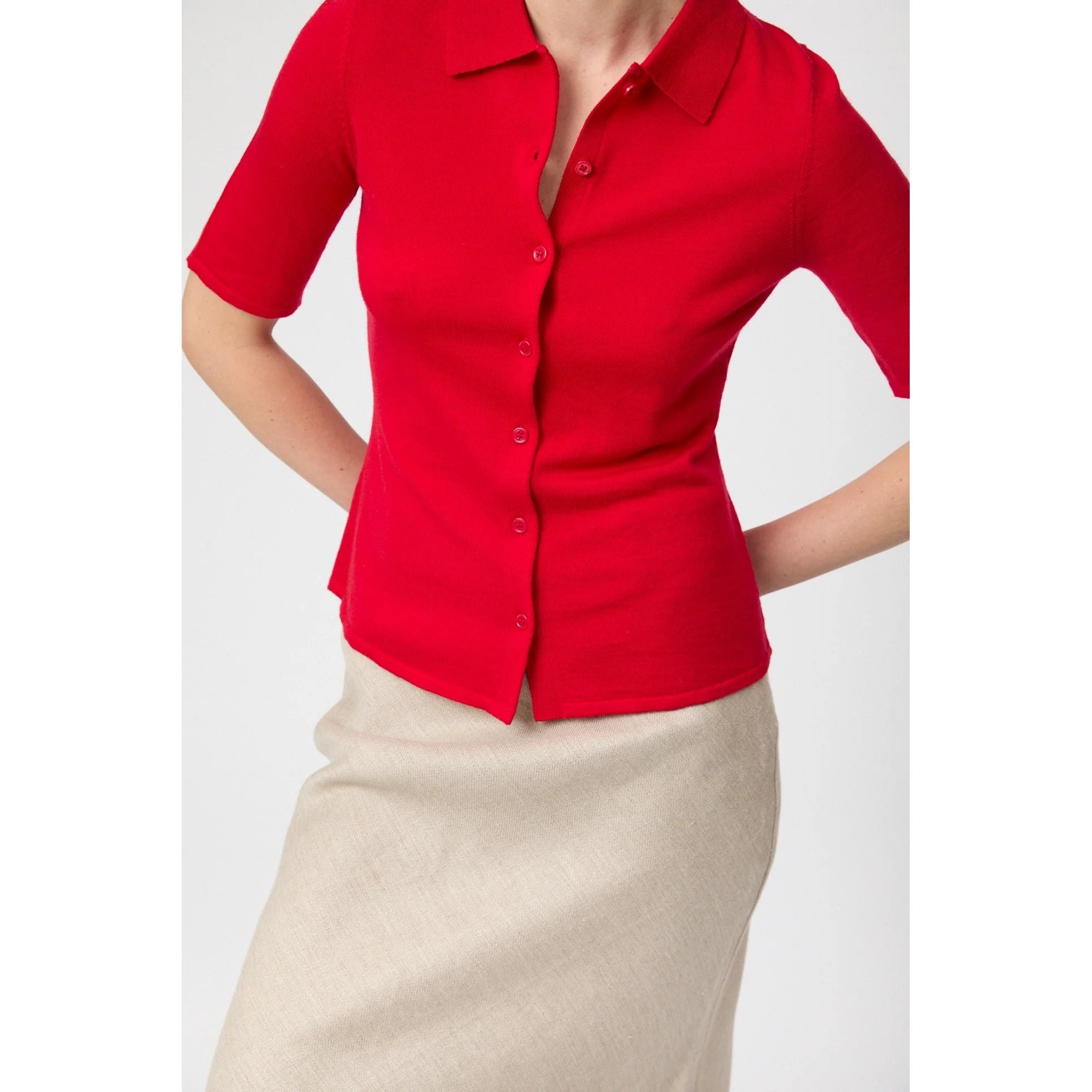 Button down knit tee