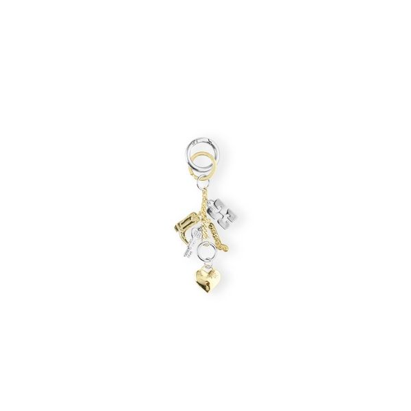Ganni Bou Charms Keyring Silver and Gold