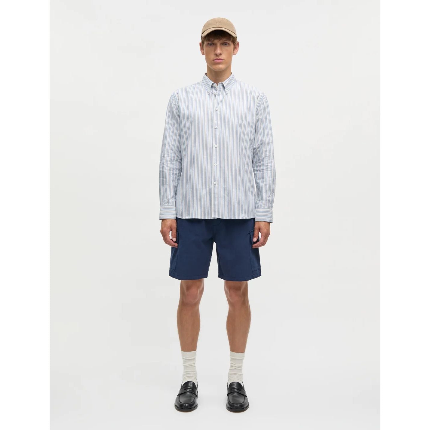 Cotton Oxford Sune Stripe Shirt BD Herre