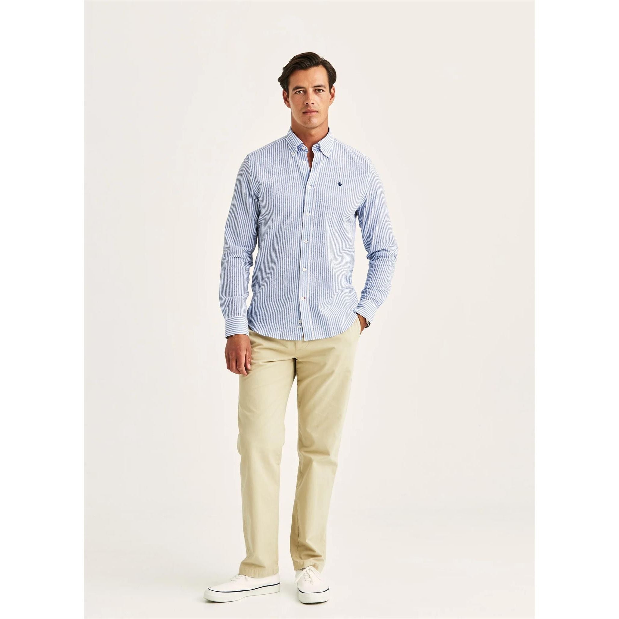 Morris Seersucker Shirt-Slim Fit Herre