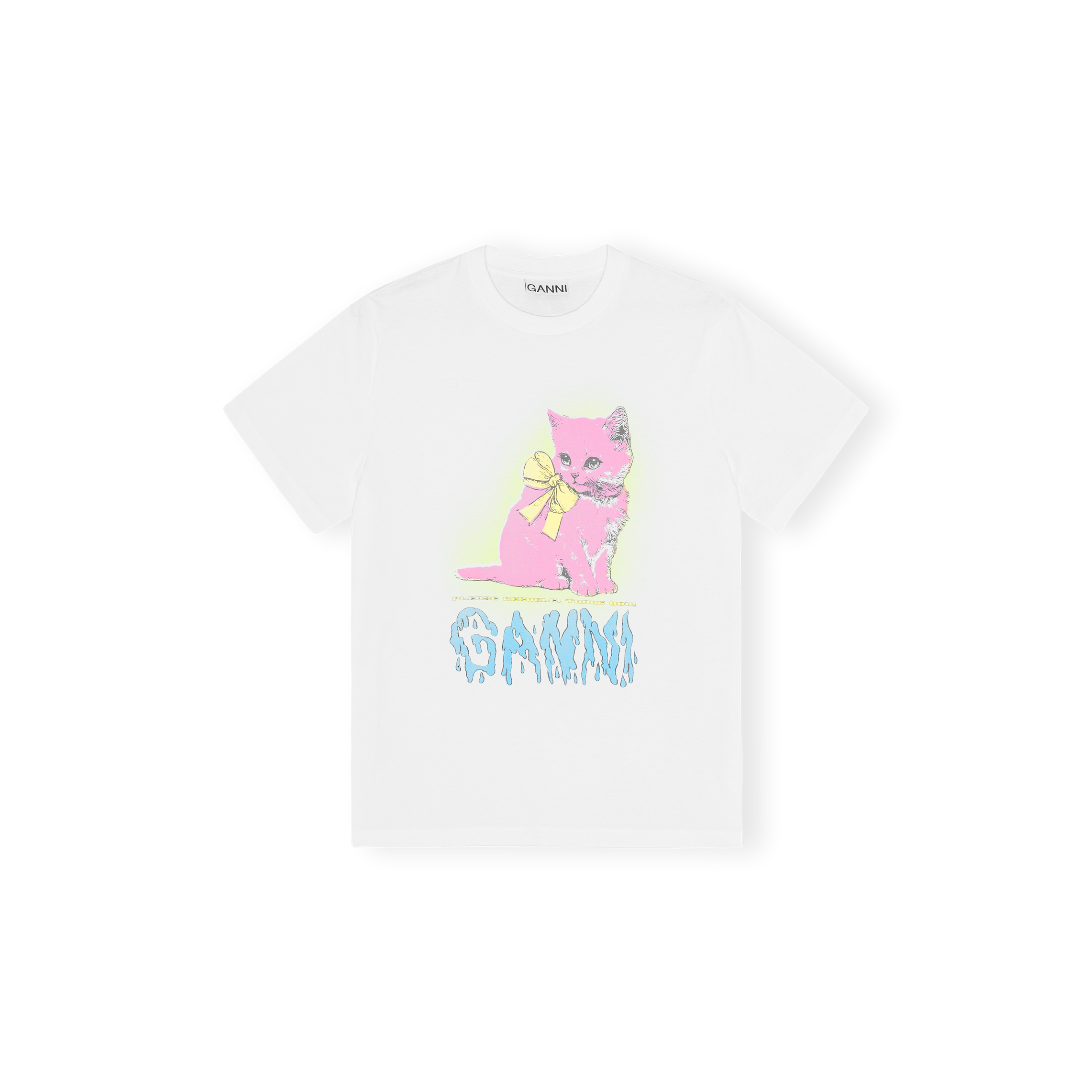 Basic Cotton Jersey Neon Kitty T-shirt