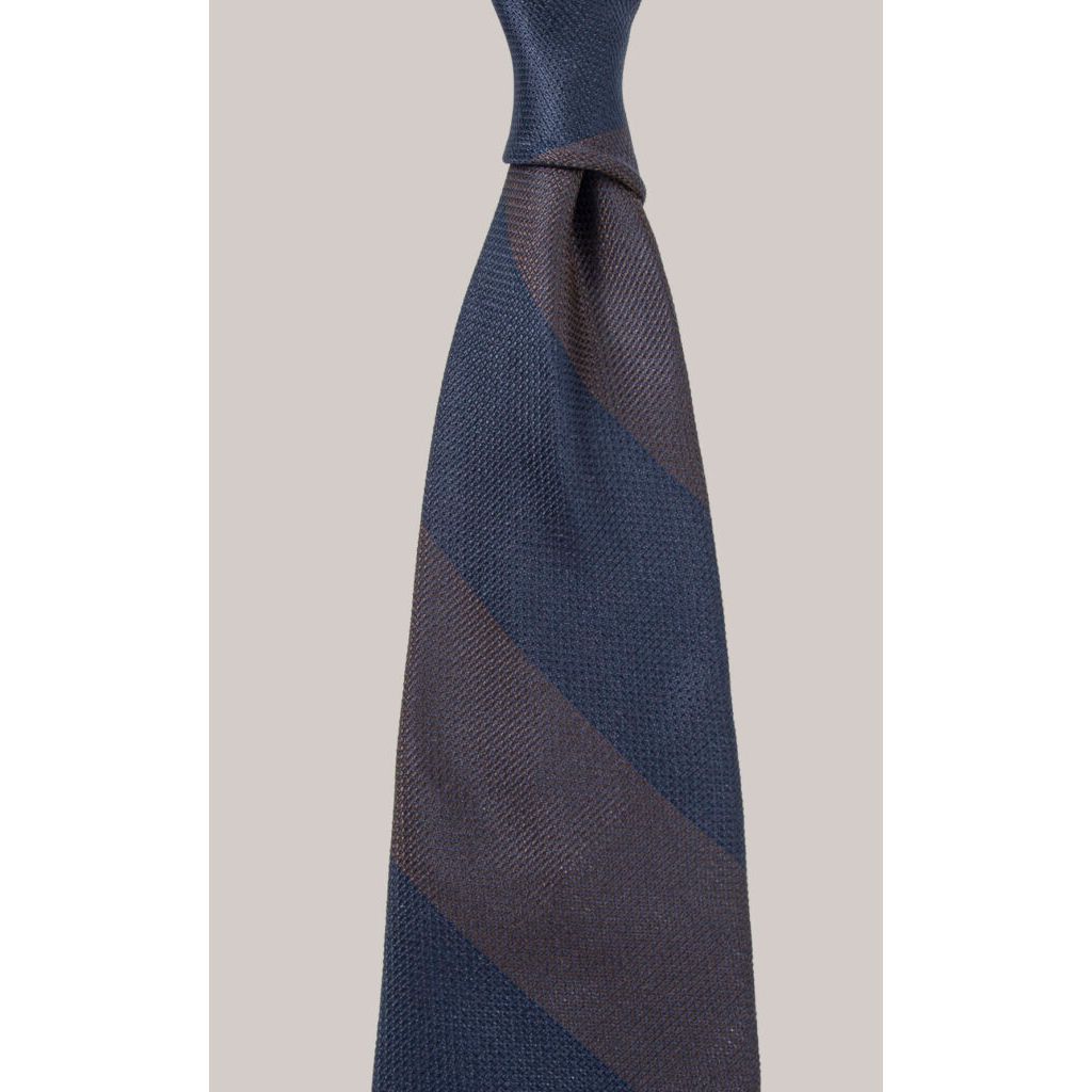 Brown Block Stripe Silk Tie