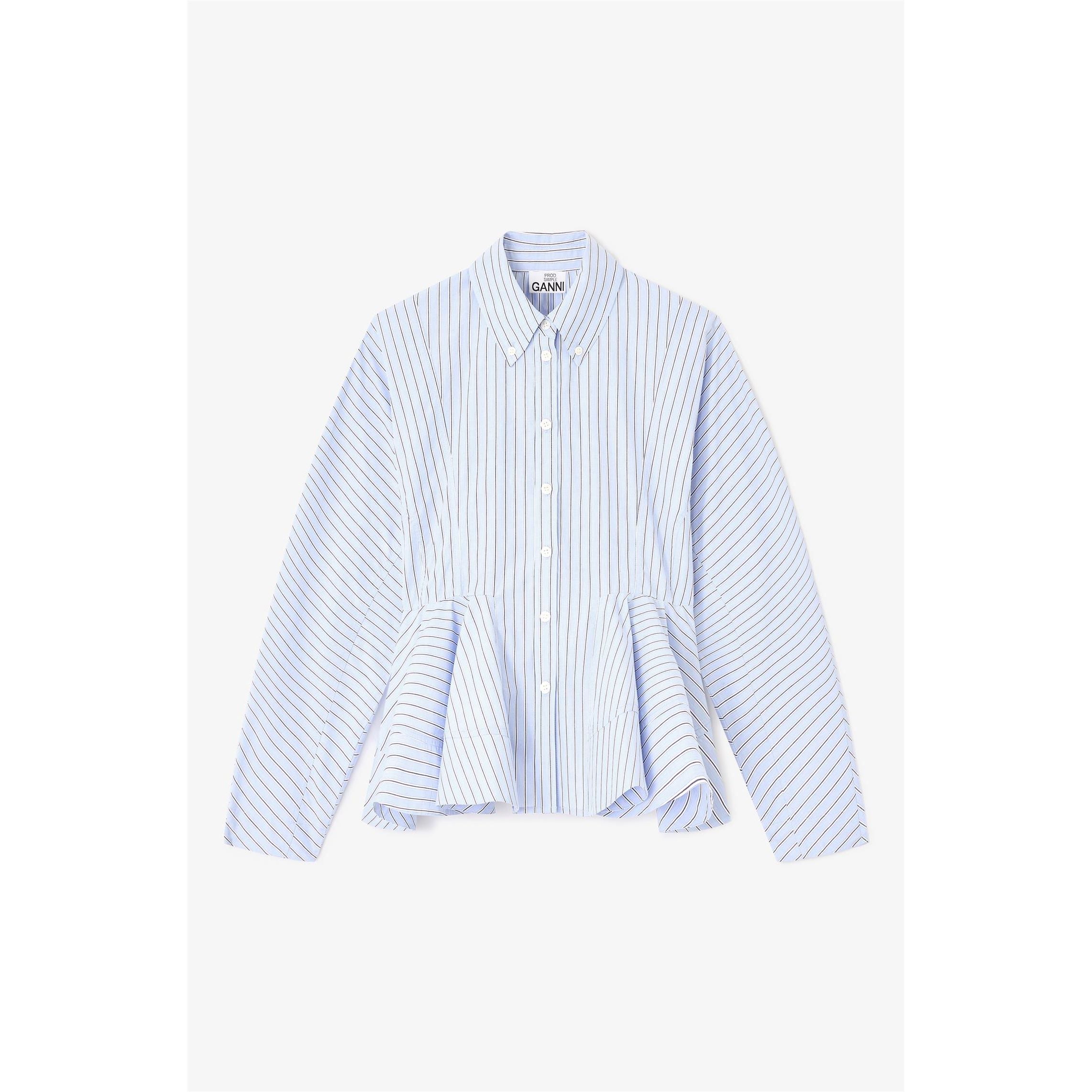 Stripe Cotton Peplum Shirt