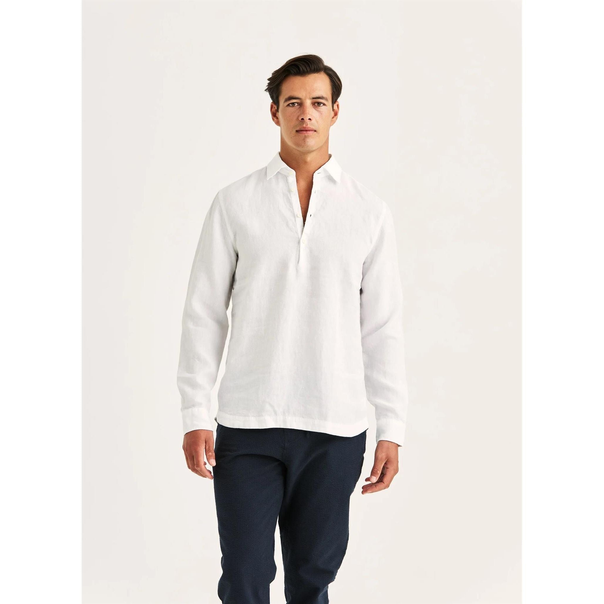 Linen Popover Shirt-Relaxed Herre