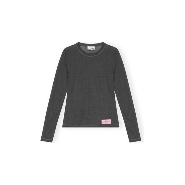 Sheer Mesh Jersey Long Sleeve Top