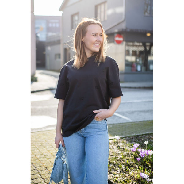 Heavy Cotton Rhinestone Drop Shoulder T-shirt