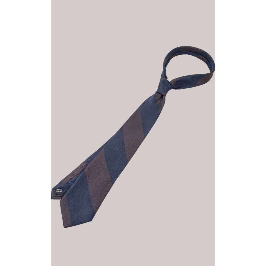 Brown Block Stripe Silk Tie