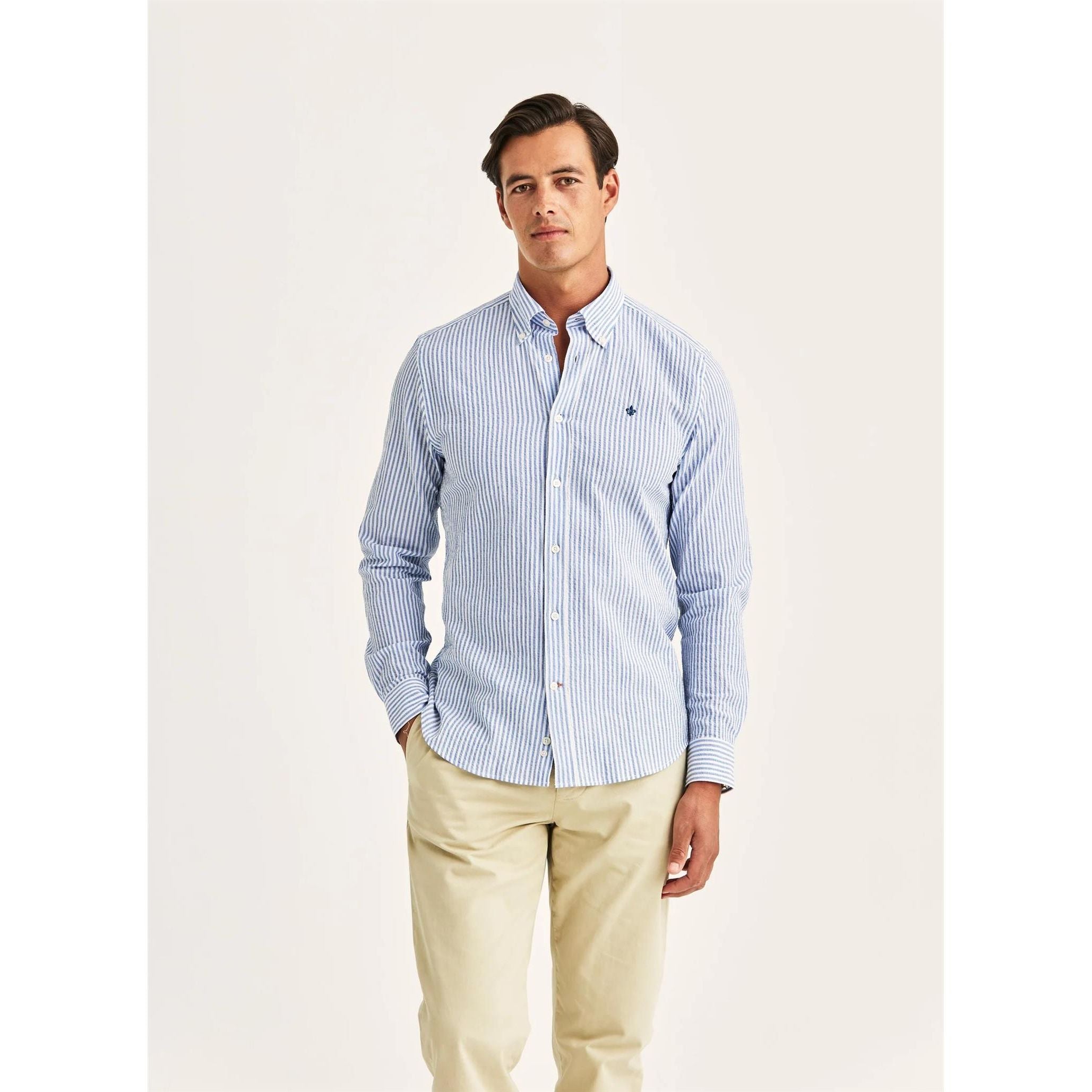 Morris Seersucker Shirt-Slim Fit Herre