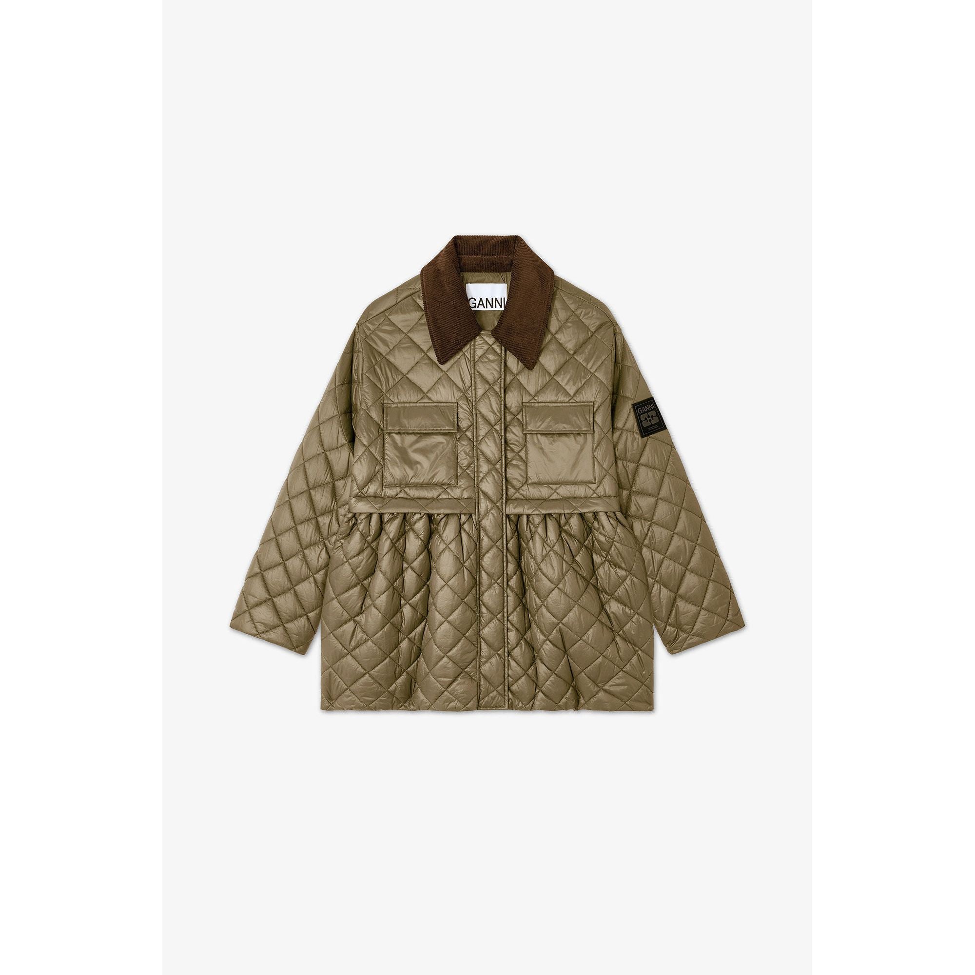 Shiny Quilt Midi Jacket W. Flare