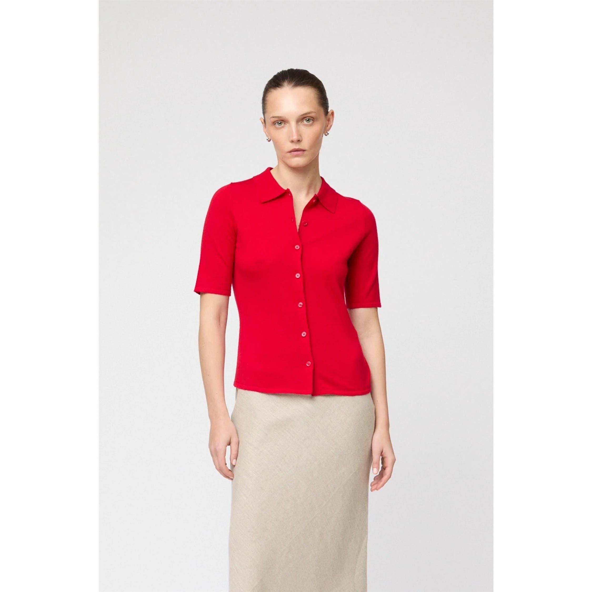 Button down knit tee