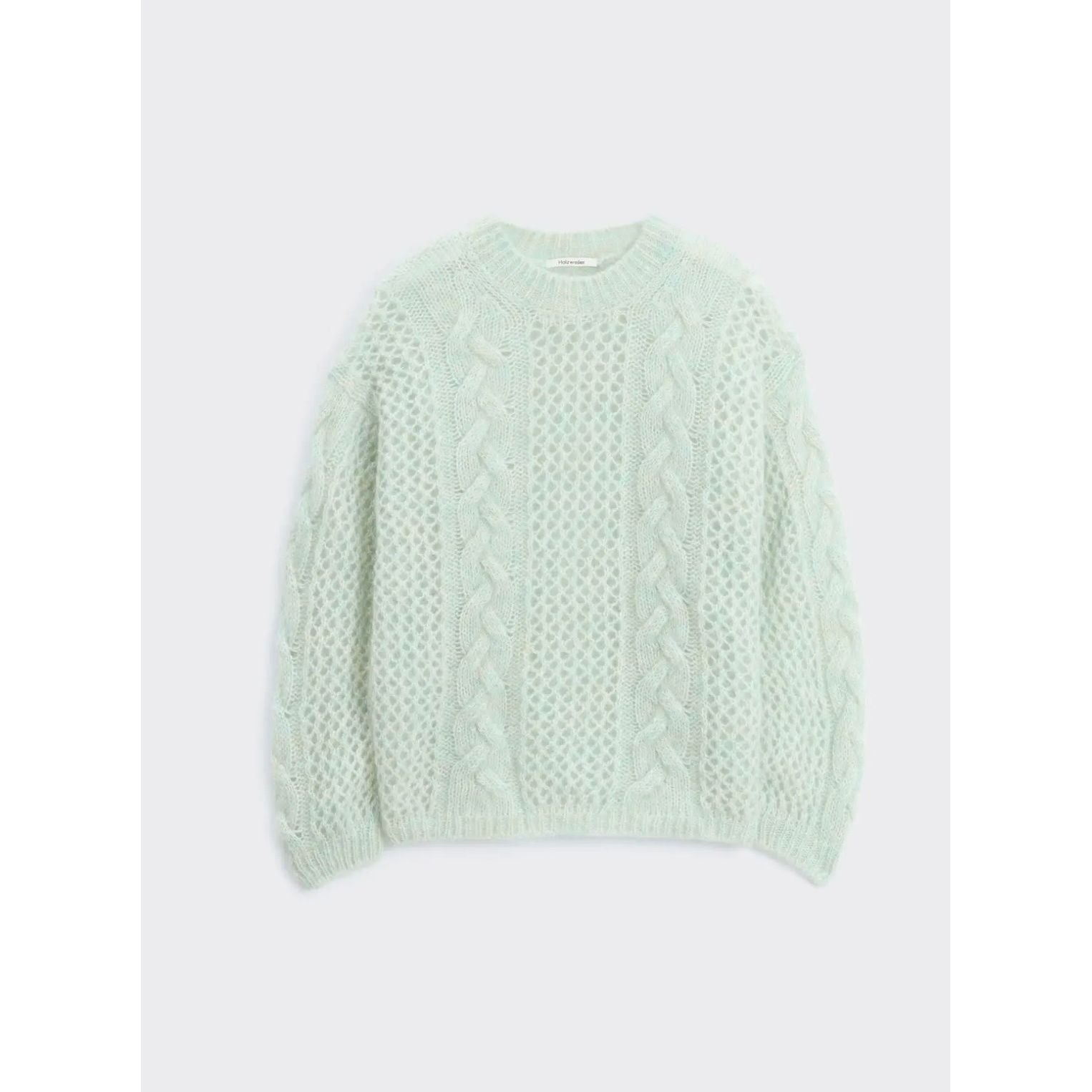 Mohair-Mix Cable Knit Crew