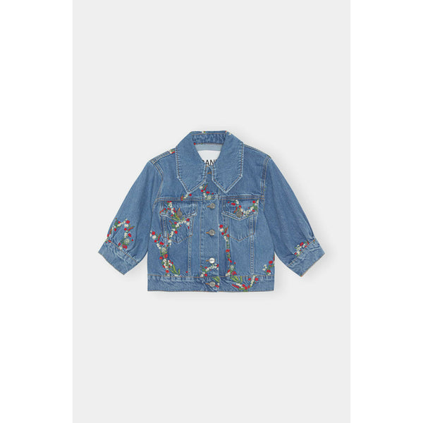Embroidery Denim Puff Sleeve Jacket
