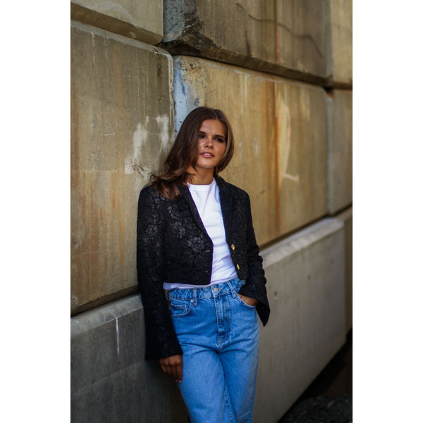 Stretch Jacquard Cropped Blazer