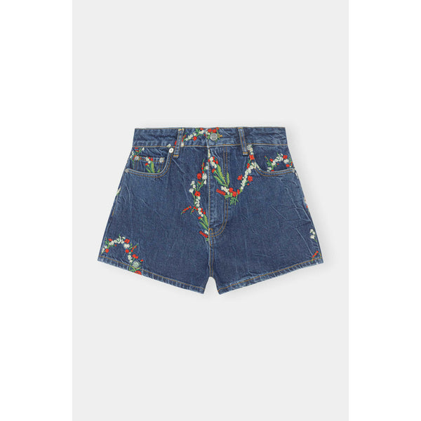 Embroidery Denim High Waisted Hotpants