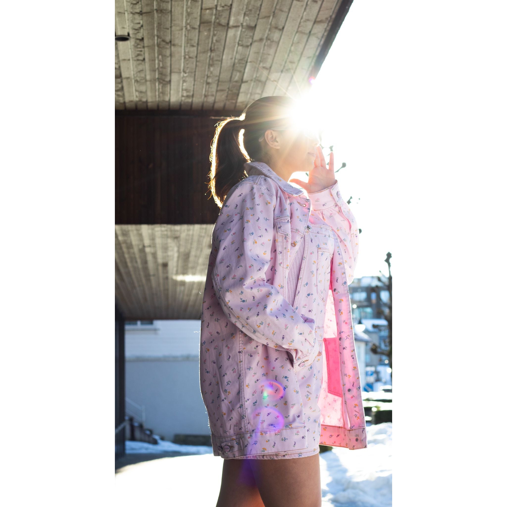Print Denim Oversized Jacket