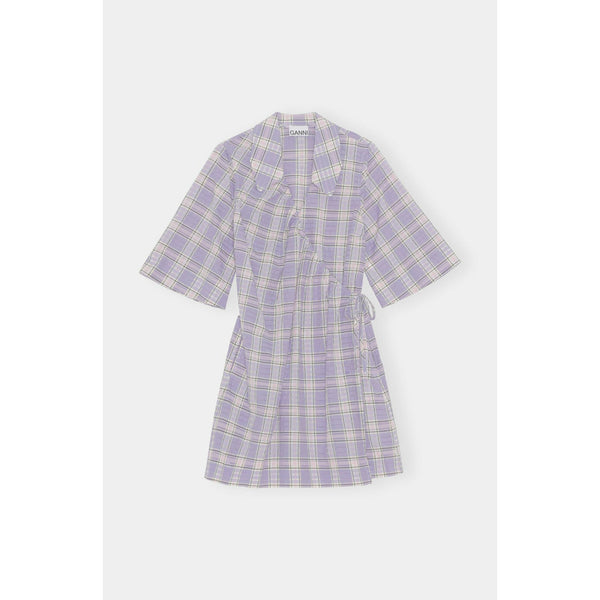 Seersucker Check Mini Wrap Dress