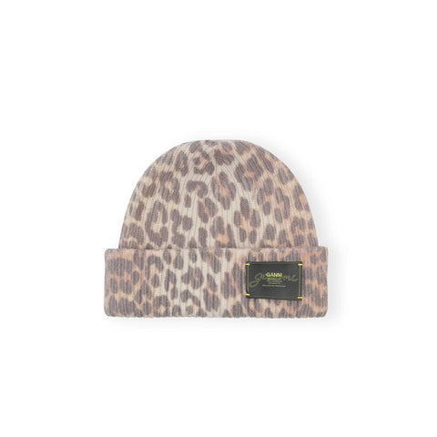 Graphic Wool Mix Printed Leopard Beanie