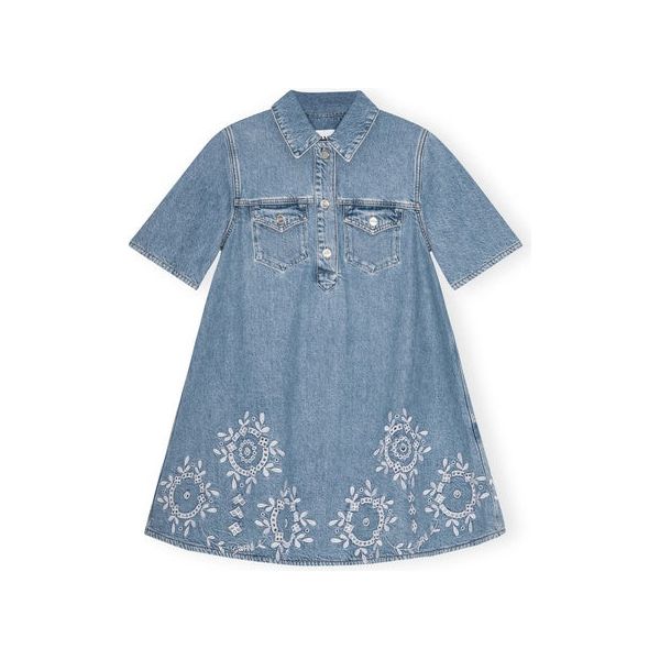 Broderie Anglaise Denim Mini Dress