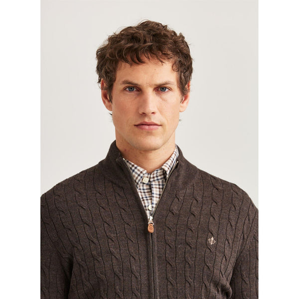 Merino Cable Zip Cardigan Herre