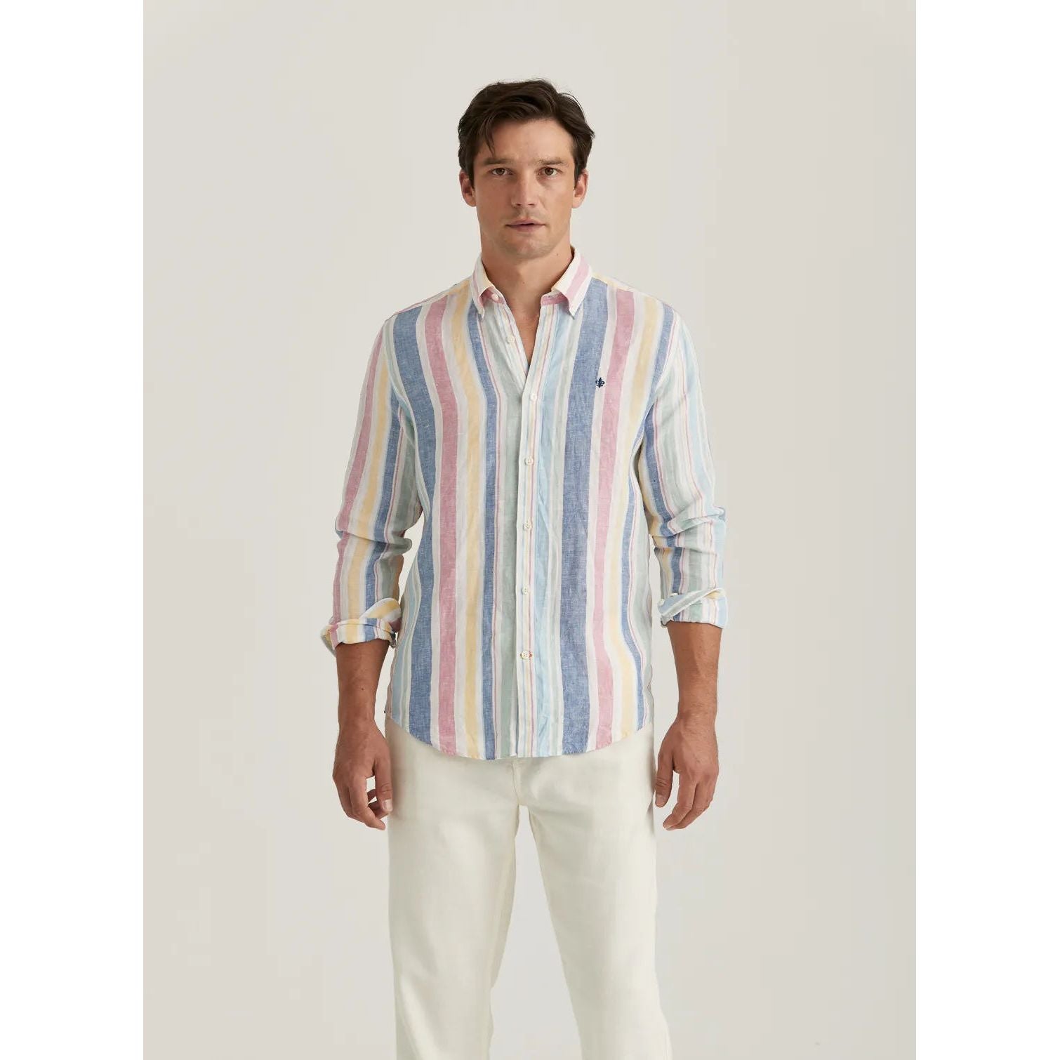 Linen Happy Stripe Shirt-Classic Fit