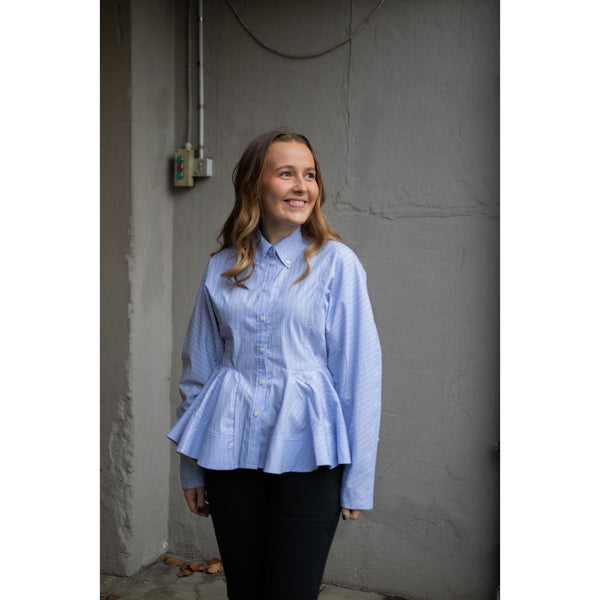 Stripe Cotton Peplum Shirt