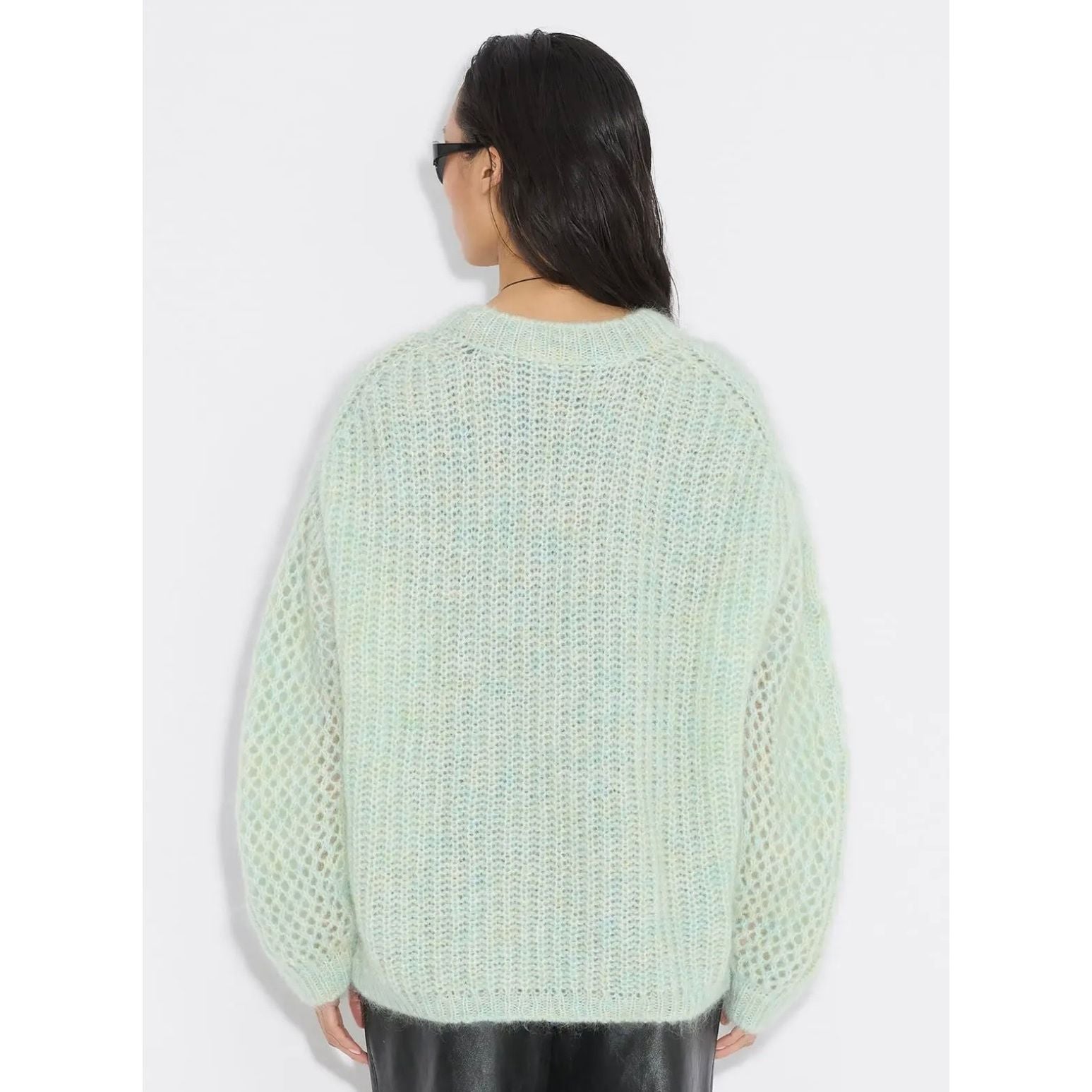 Mohair-Mix Cable Knit Crew