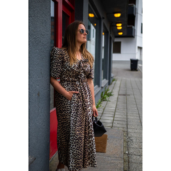 Printed Cotton Tie Strap Midi Dress