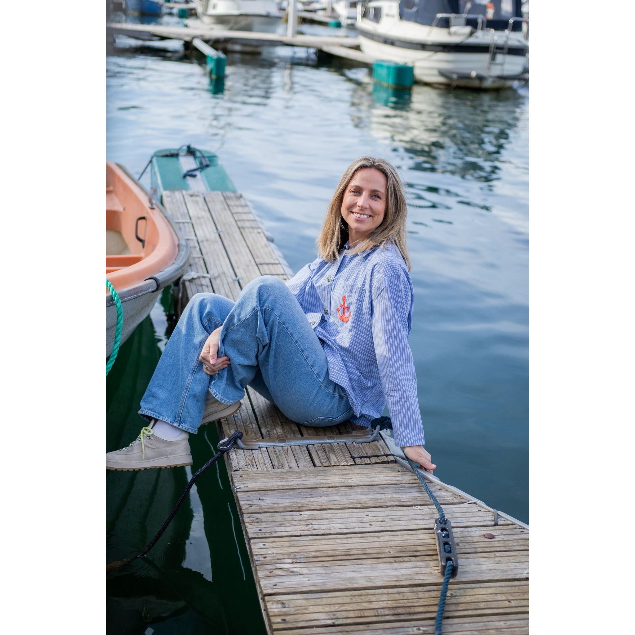 Striped Anchor Embroidered Shirt