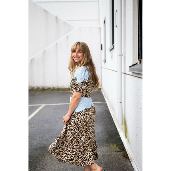 Leopard Midi Dress Embroidery