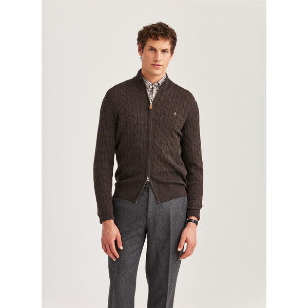 Merino Cable Zip Cardigan Herre