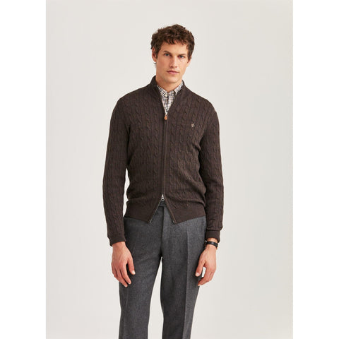 Merino Cable Zip Cardigan Herre