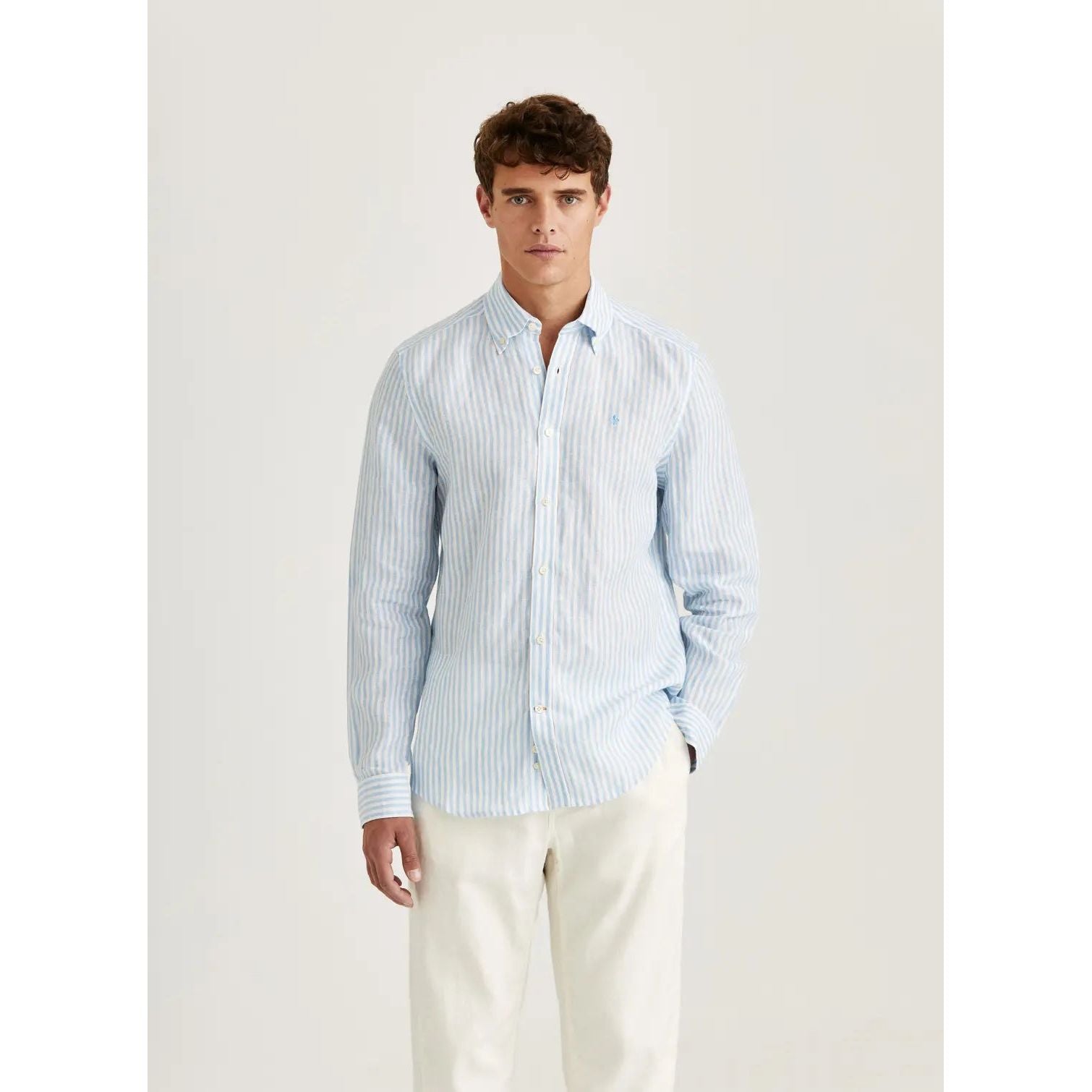 Douglas Linen Stripe Shirt-Classic Fit