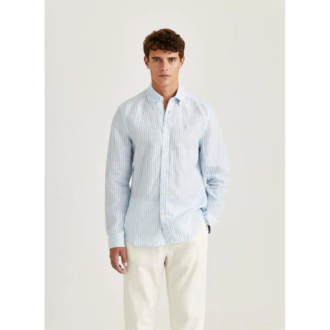 Douglas Linen Stripe Shirt-Classic Fit