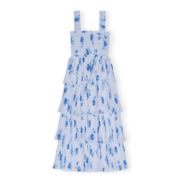 Pleated Georgette Smock Midi Strap Dress Pleated Georgette Smock Midi Strap Dress