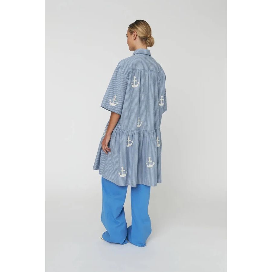 Oversized Dress With Embroidered Anchor