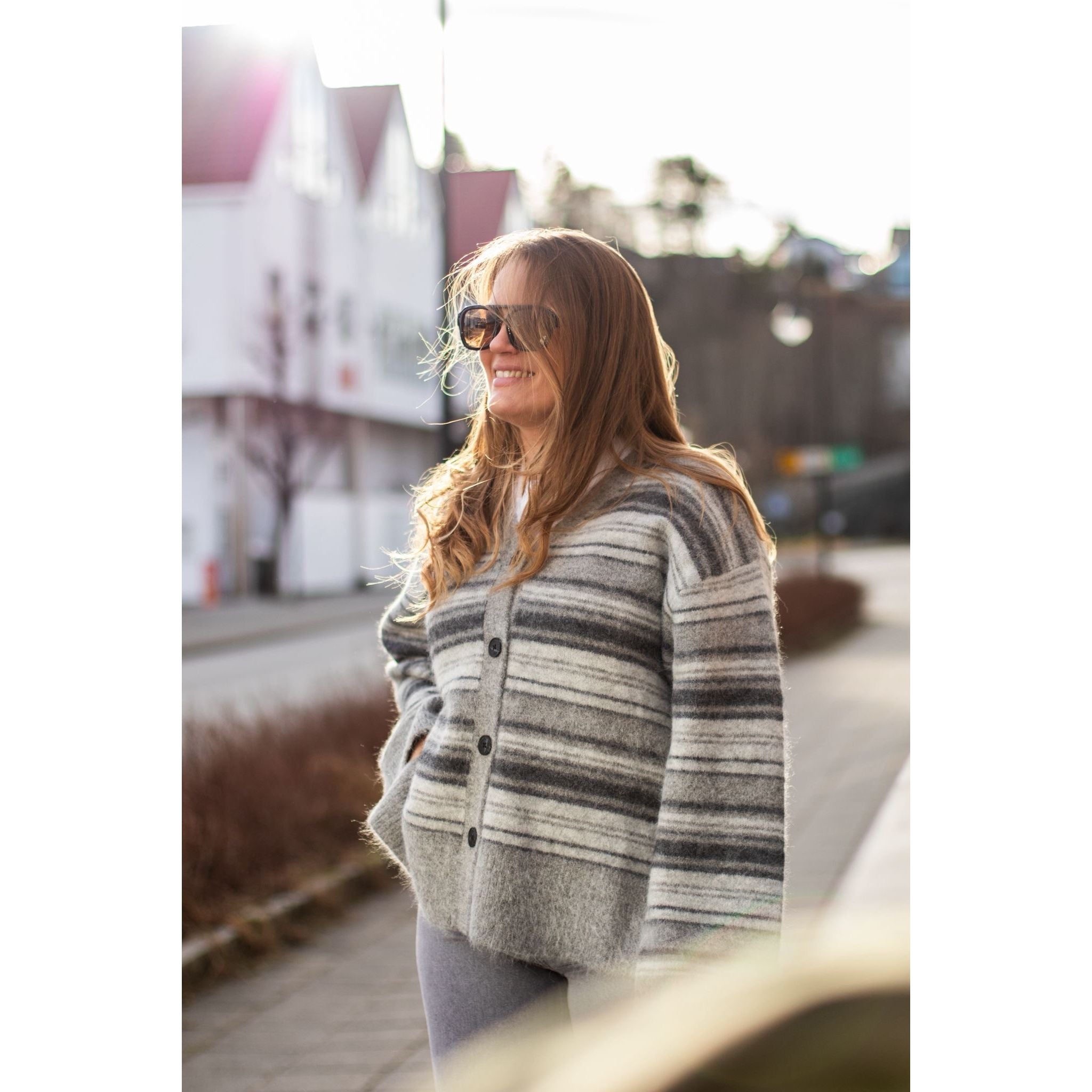 Fluffy Stripe Cardigan