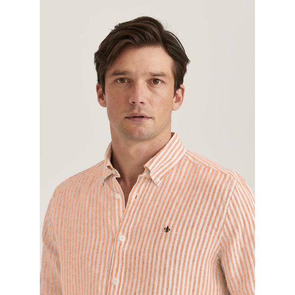 Douglas Linen Stripe Shirt-Classic Fit