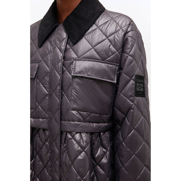 Shiny Quilt Midi Jacket W. Flare