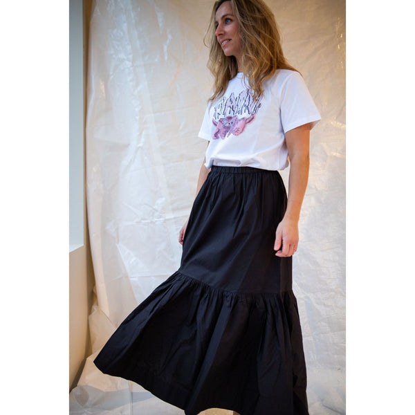 Cotton Poplin Maxi Flounce Skirt