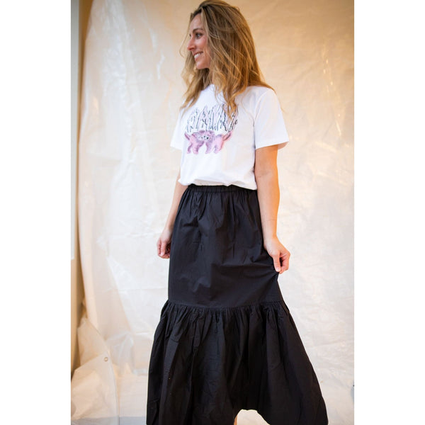 Cotton Poplin Maxi Flounce Skirt