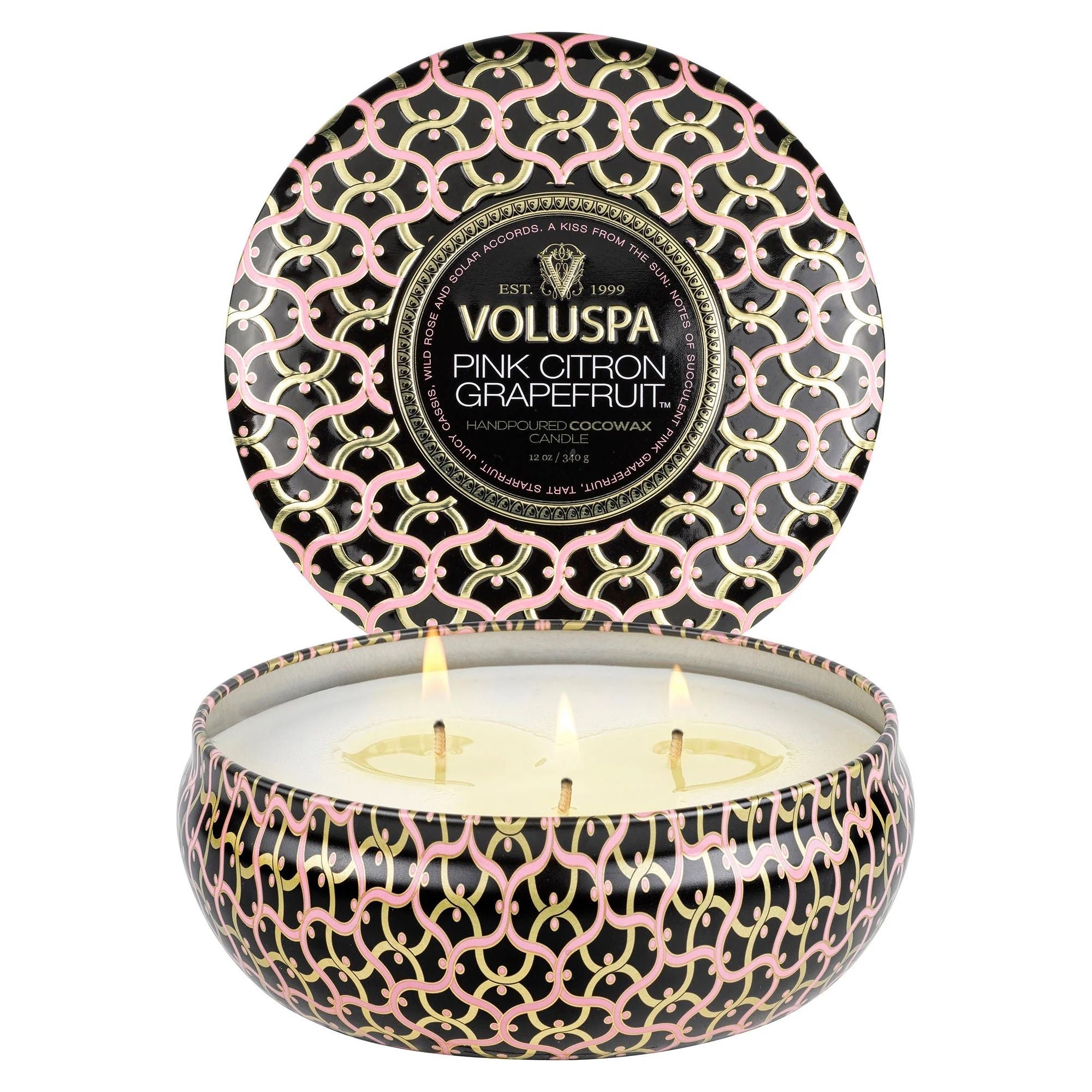 3 Wick Tin Candle - Pink Citron Grapefruit 340G
