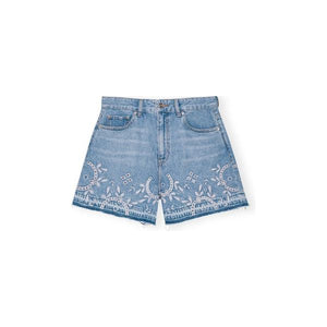 Broderie Anglaise Denim Shorts