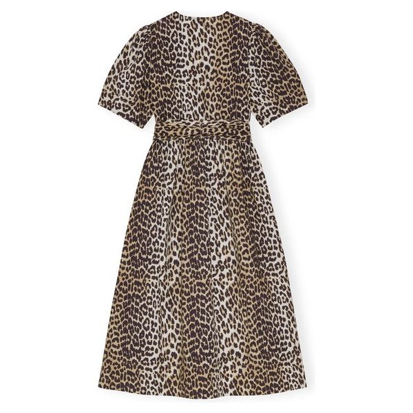 Printed Cotton Tie Strap Midi Dress
