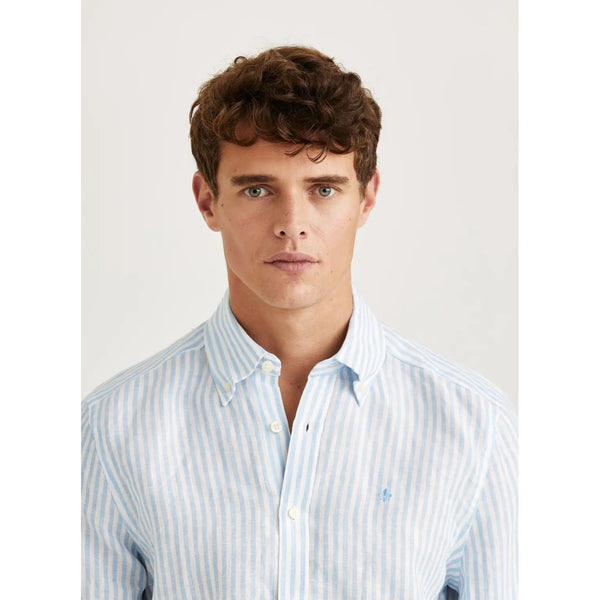 Douglas Linen Stripe Shirt-Classic Fit