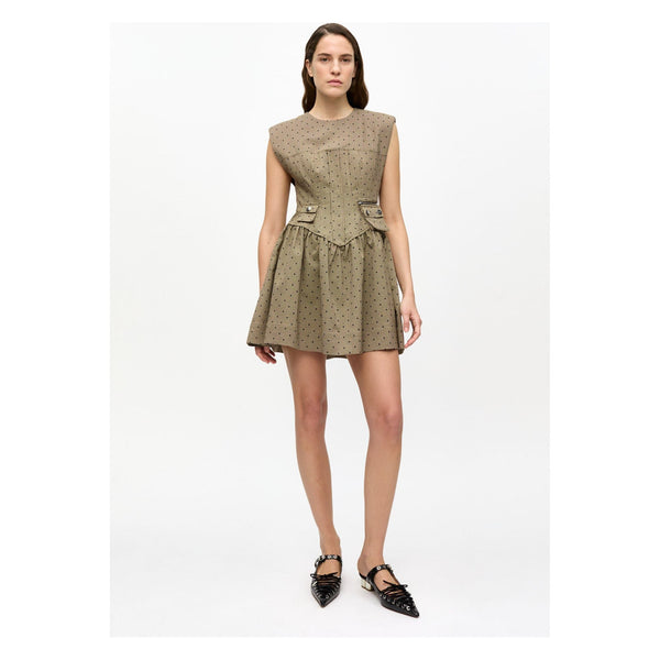 Flock Check Suiting Corset Mini Dress