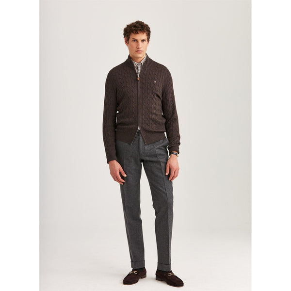 Merino Cable Zip Cardigan Herre