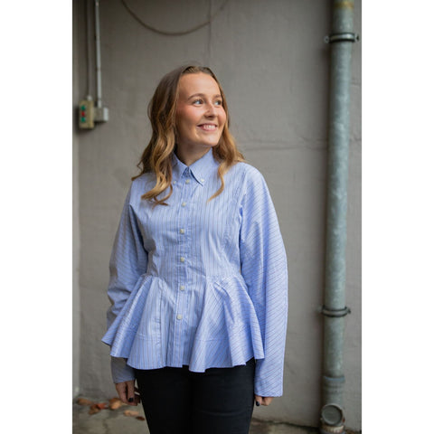 Stripe Cotton Peplum Shirt