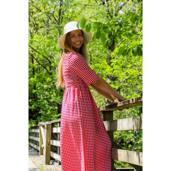 Stretch Seersucker Smock Dress